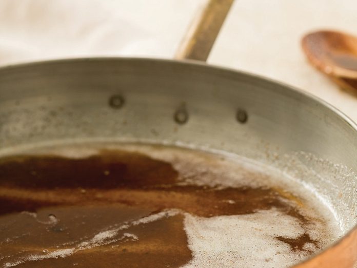 How to Make Browned Butter in coppper pot on cream surface