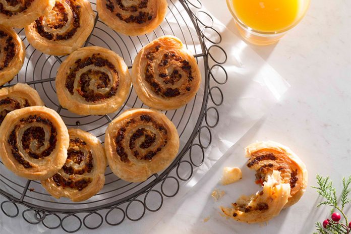 While the Puff Pastry and Sausage Pinwheels look remarkable, it only requires a simple sequence of roll, freeze, slice and bake.