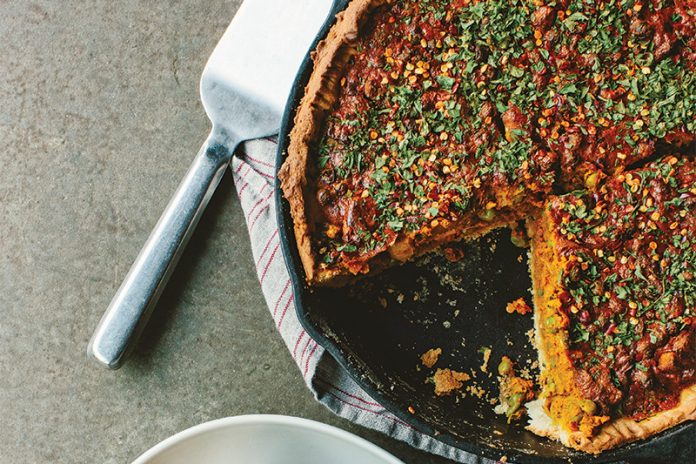 Spiced Hash Pie in pan