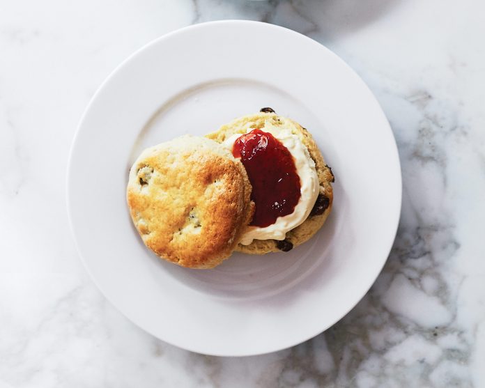 Traditional English Scones with cream and jam