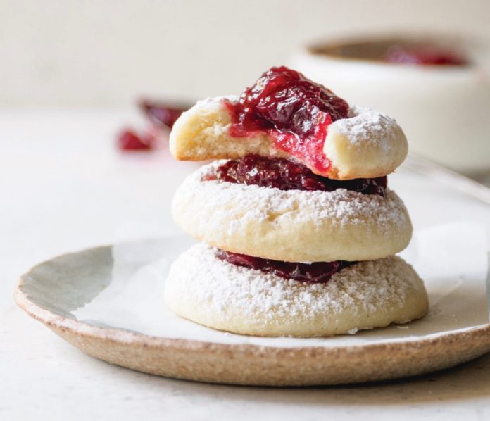 Five-Spice Cranberry Jam Thumbprint Cookies