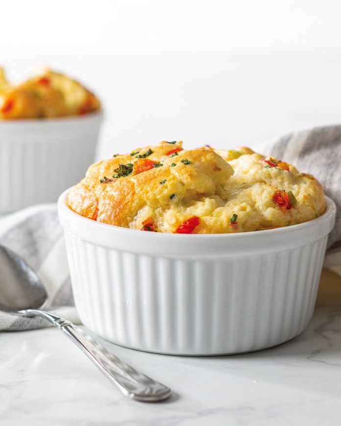 Cheesy Leek-and-Chive Soufflés