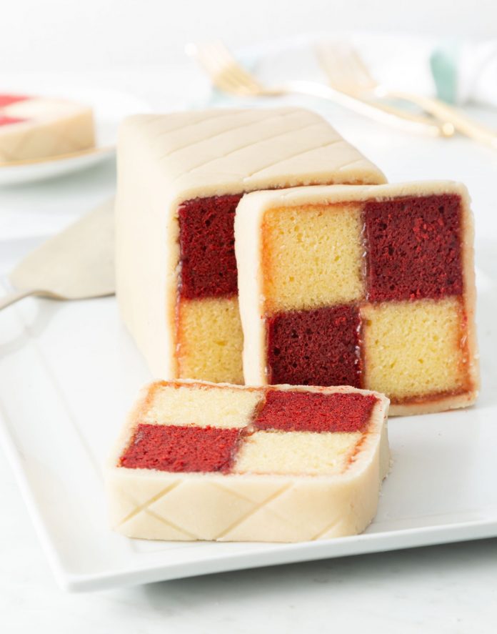 Red Velvet Battenberg Cake