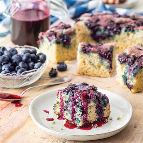 Blueberry Cake with Blueberry Sauce Featured In Bake From Scratch May June 2022