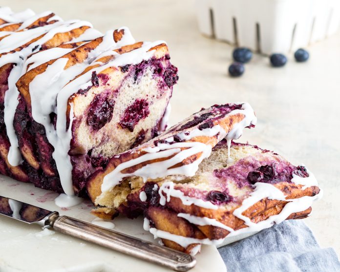 Roasted Blueberry Pull-Apart Loaf