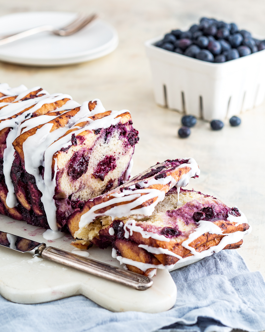 Roasted Blueberry Pull-Apart Loaf - Bake from Scratch