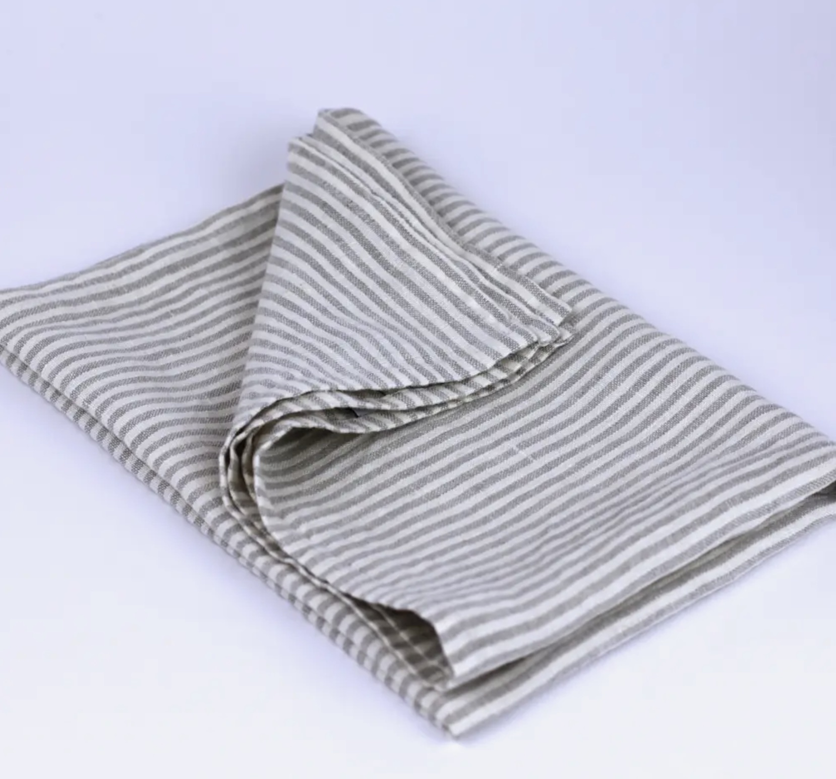 Thin white striped towel